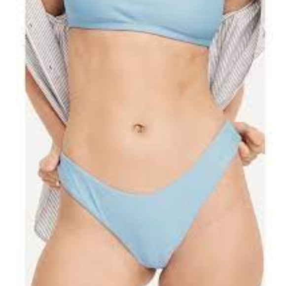 J.Crew Curved Waist Cheeky Bikini Bottom Beach Swim Minimalist Blue Large NWT - Picture 2 of 13